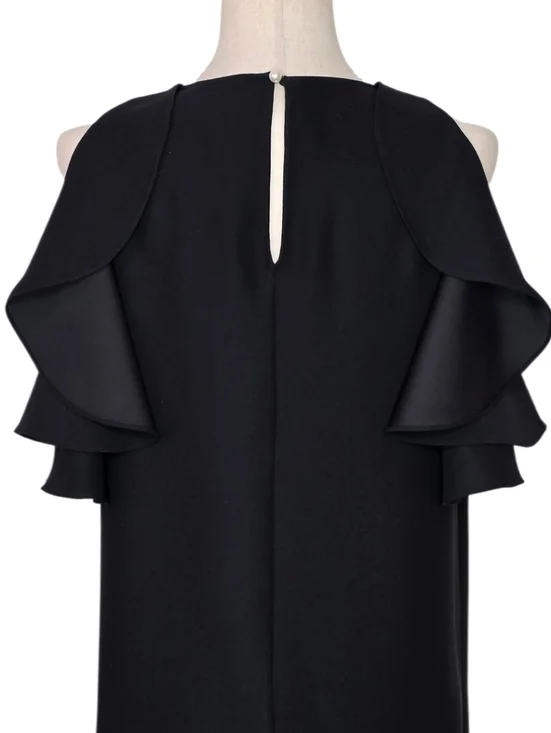 Kate Spade New York Black Cold Shoulder Crepe Shift Dress Size S - Picture 8 of 11